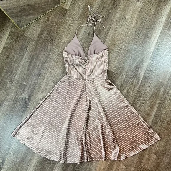 Alyn Paige Dress brown and white striped halter top dress - Picture 5 of 6